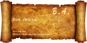 Bek Anita névjegykártya